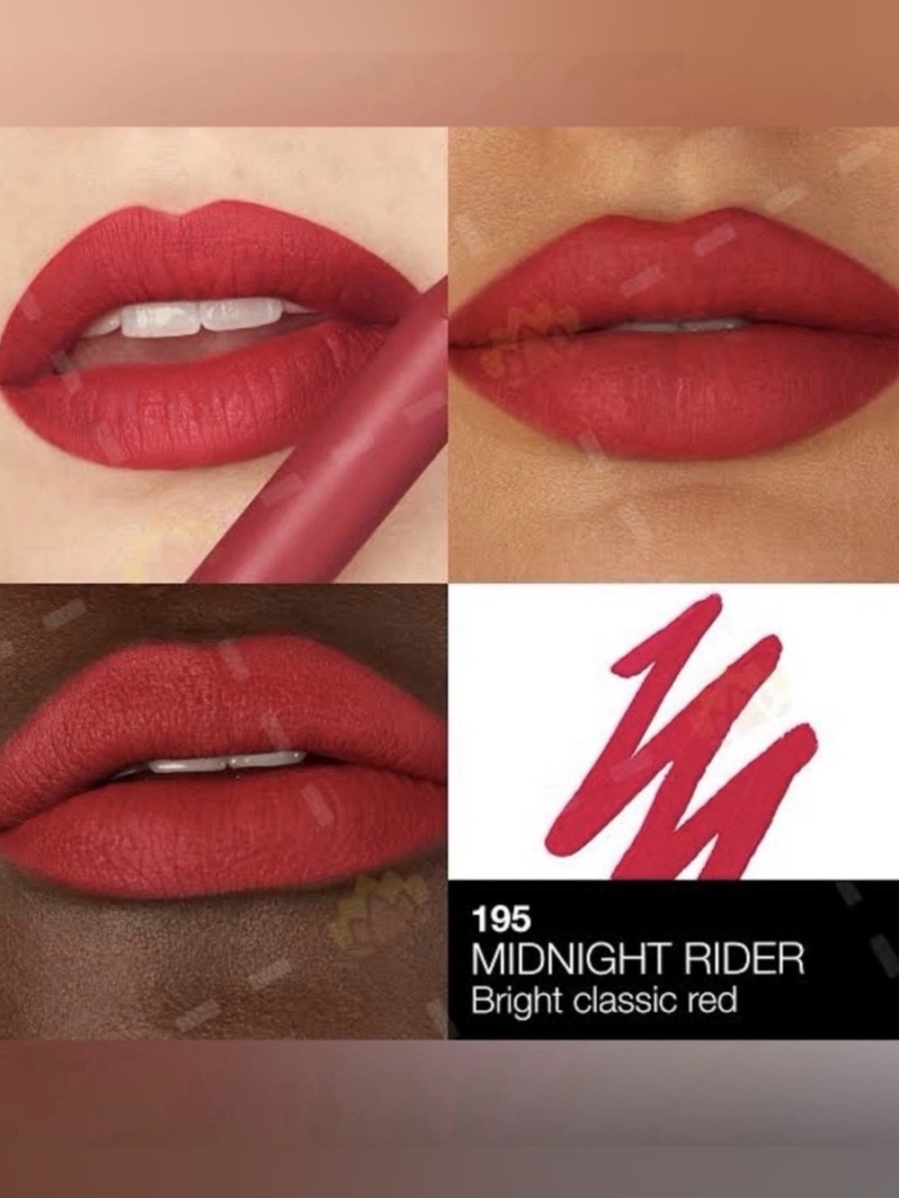 NARS Powermatte High-Intensity Lipstick Crayon Midnight Rider 195 Red Matte 0.08
